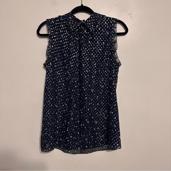 Kate Spade Night Sky Silk Blend Sleeveless Top Star Navy Silver Medium - Picture 8 of 8